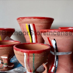 Handmade Organic Clay Incense Burner - Hand Painted - Gift for Home