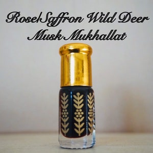 Rose/Saffron Wild Deer Musk, Perfume Oil, Real deer musk handmade attar fragrance