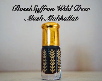 Rose/Saffron Wild Deer Musk, Perfume Oil, Real deer musk handmade attar fragrance