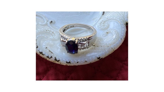 Blue Stone & Clear Baguette STS 925 Ring - image 5