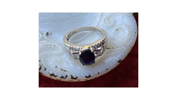 Blue Stone & Clear Baguette STS 925 Ring - image 7