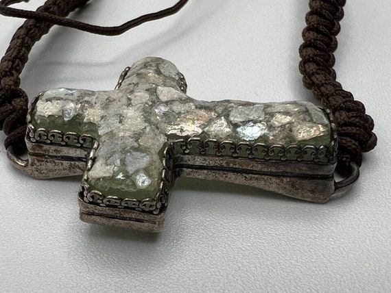 Mosaic Cross corded Bracelet marked Israel 925 - image 2