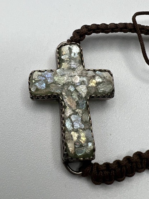 Mosaic Cross corded Bracelet marked Israel 925 - image 3