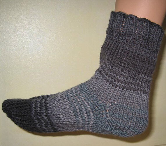 Hand Knitted 8 Fold Wool Sock Stockings Shoe Size 36 37 Sole Etsy