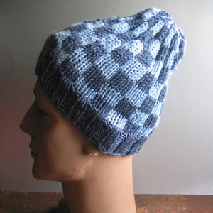 Gorra de pescador de lana tejida a mano gorra de globo encorvada para hombres ~ patrón revisado ~ patrón acanalado ~ 100% lana merino australiana