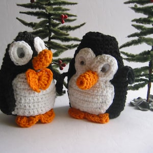 ~ Pingüino hombre/mujer tejido a ganchillo a modo de calentador de huevos/caja de regalo hecho a mano de 100% algodón