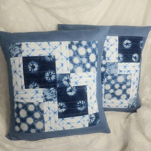 Indigo Blue Shibori Paar Kissenbezüge 16 inch²