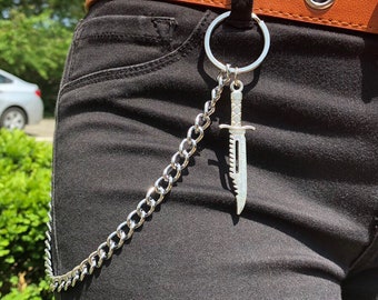 Chunky Pant Chains for Men, Dagger Combat Knife Sword Pendant Side Waist  Wallet Chains, Belt Trouser Jean Skirt Chains Necklace Choker -   Singapore