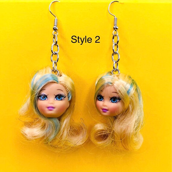 vloeistof schijf voordelig Rommelige lange haar Barbie oorbellen doll oorbellen baby - Etsy België