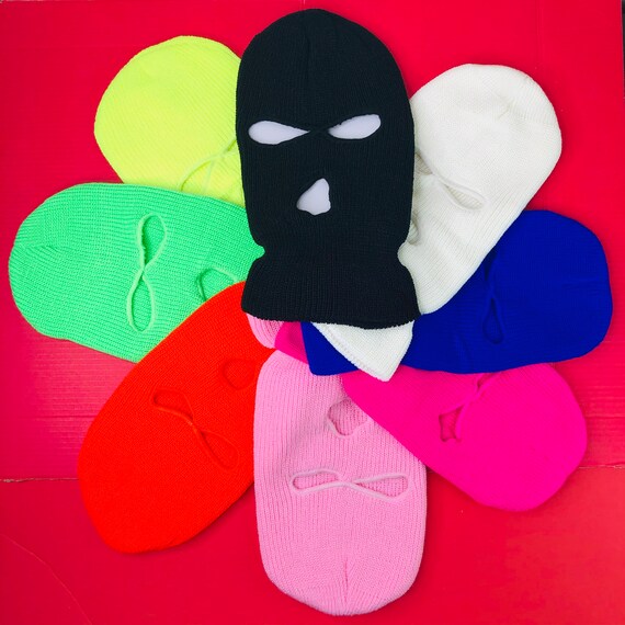 Solid Color Ski Mask Plain Skimask 3 Hole Winter Full Face Etsy