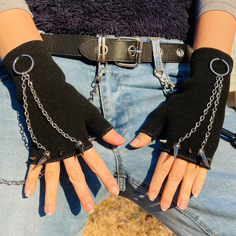 Short Leather Spiked Punk Gloves – Punk Design