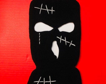 Cry Baby with Stitches Marks Ski Mask Beanie Balaclava Máscara facial completa Skimask Streetwear bikers outfit accessories Music festival cosplay