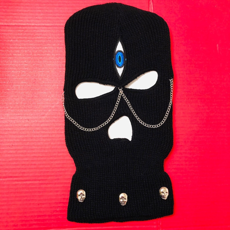 Eye Ski Mask Blue Eye Chains Ski Masks Monster Skimask Goth Etsy
