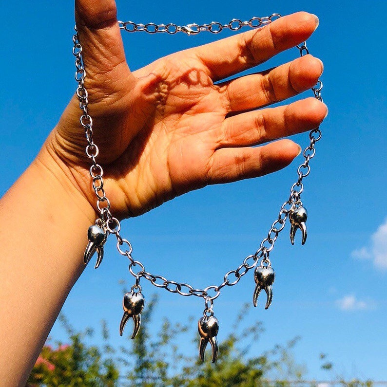 Teeth Choker Tooth Necklace Chunky Necklace Stainless Steel Etsy