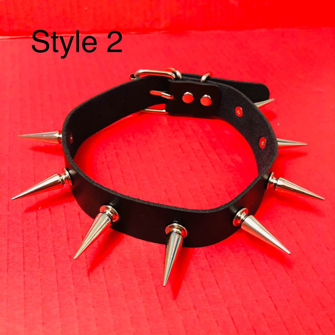 Holographic Black Gothic Spike Choker Spike Punk Collar Choker Etsy