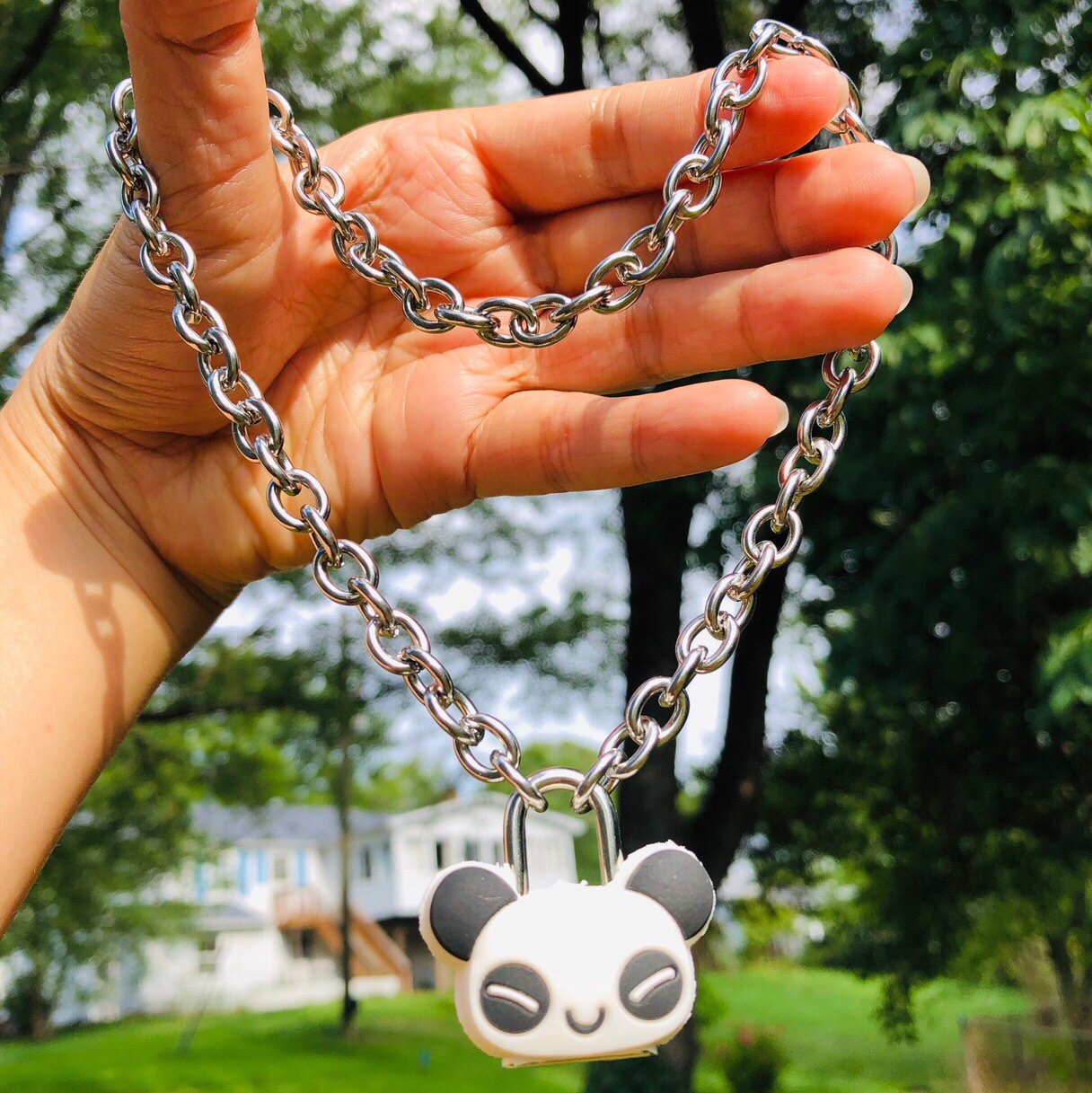 Cute Panda Wild Animal Pendant Key Padlock Pendant Stainless 