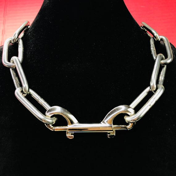 Chunky Heavy Hardware Choker, Double Ended Bolt Snap Trigger Hook Clips Big Chains Necklace, Two Ways Snap Clasp Closure Punk Rock Jewelry