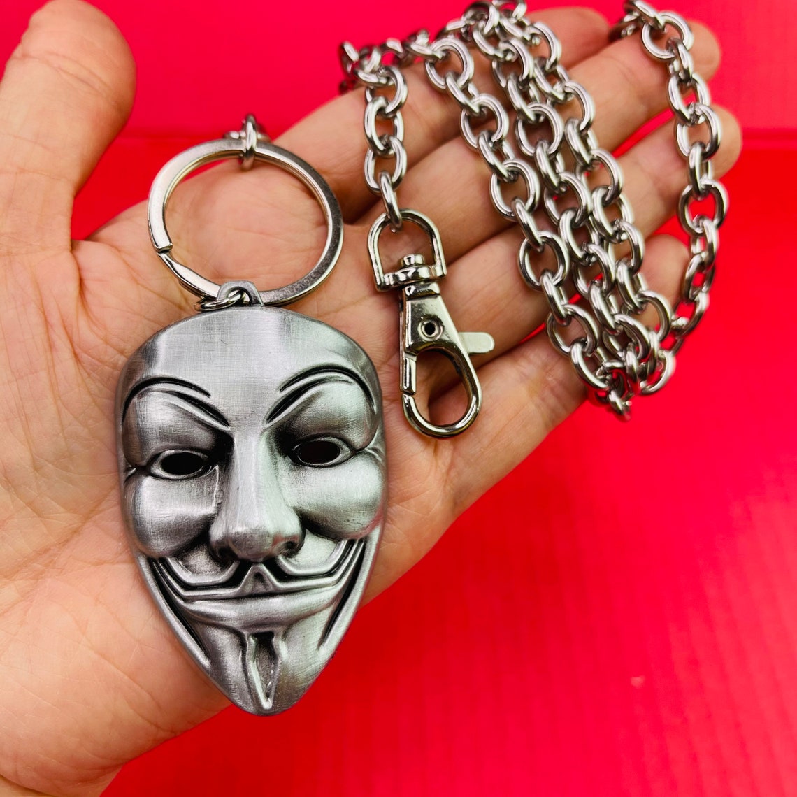 Anonymous Mask Hacker Cyberpunk Necklace Pants chain side Etsy