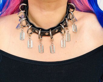 Chunky Goth Punk Rock Razors Blade Choker Funky Fashion - Etsy