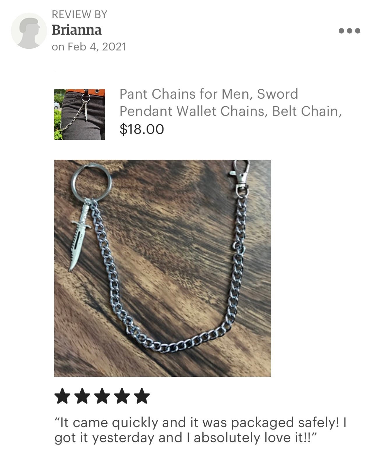 Chunky Pant Chains for Men Dagger Combat Knife Sword Pendant 
