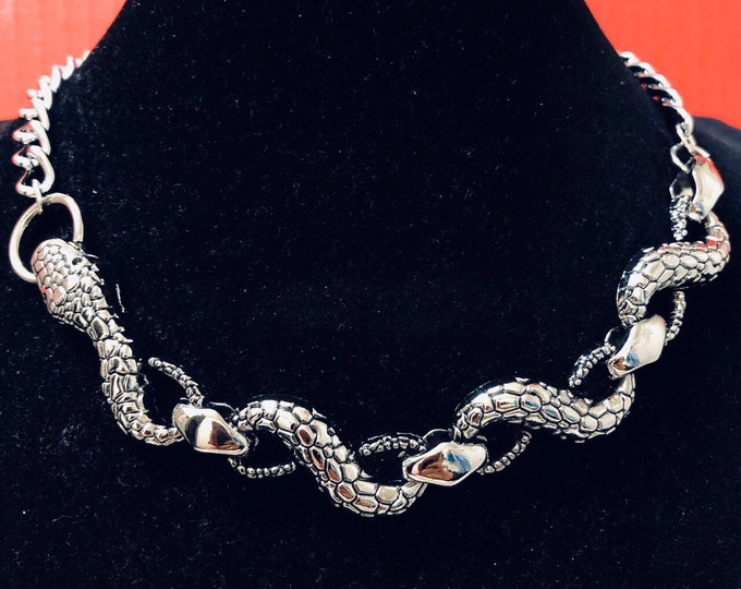 Snake Necklace Anaconda Chain Choker Chunky Cobra Punk Gothic Necklace for men women Unisex Curb Chains Serpent Necklace Serpentine Necklace