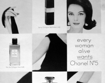 2) Chanel No. 5 Men's And Woman's Fragrance 1963 Print Ads - Great to  Frame!