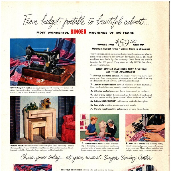 Singer Sewing Machine 1951 Etsy
