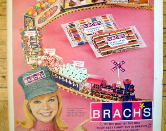 1966 Brachs Here Comes The Candy Express Train Original 13.5 * 10.5 Magazine Ad