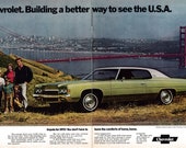 1972 Chevrolet Impala Coupe-San Francisco Golden Gate Bridge-Original 2 Page Magazine Ad