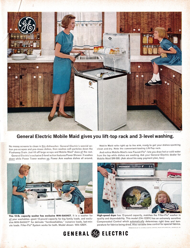 1963 Portable Dish Washer General Electric Original 13.5 Etsy Canada