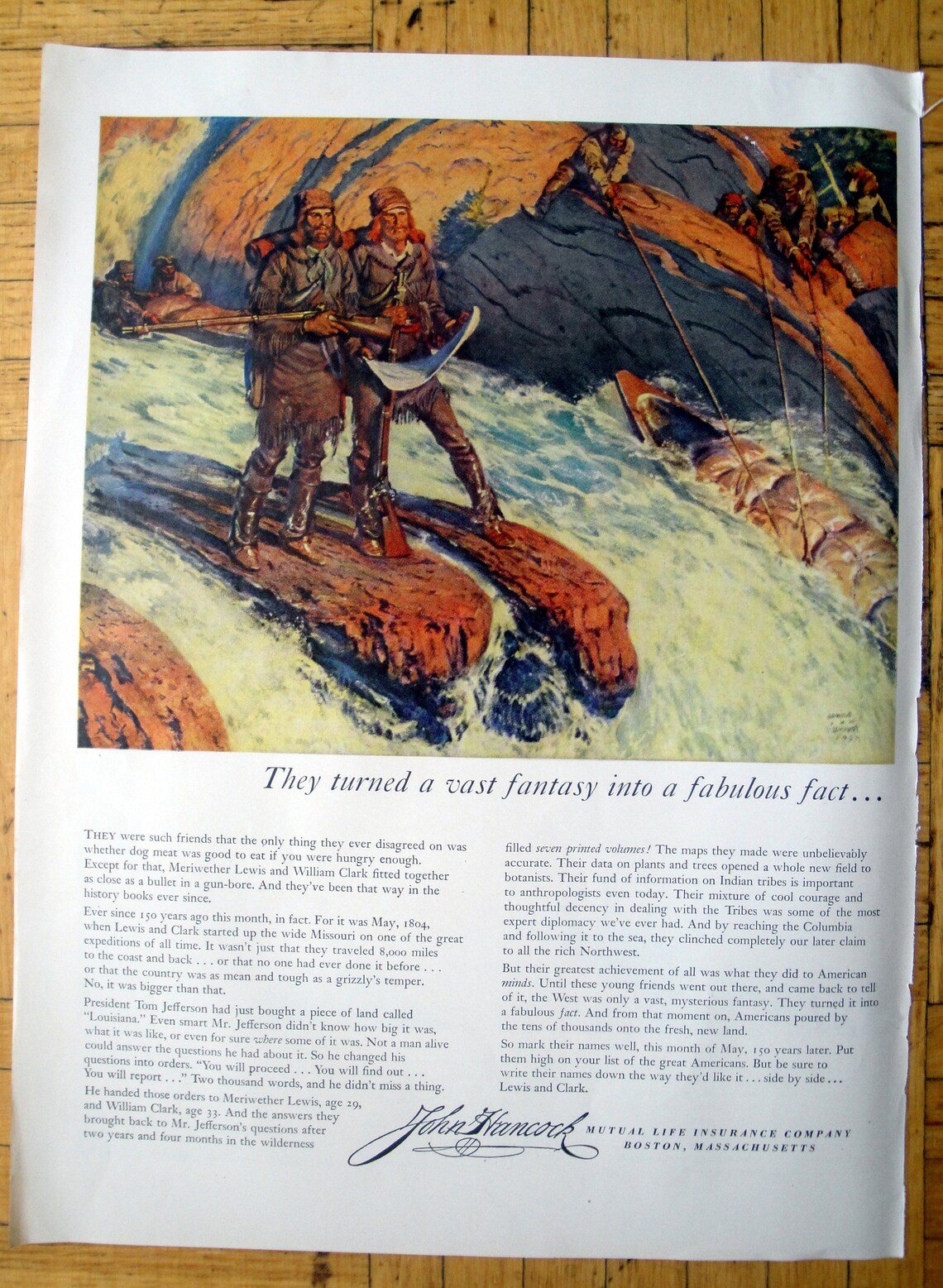 1954 Lewis ClarkFamous ExplorersInsurance Original 13.5