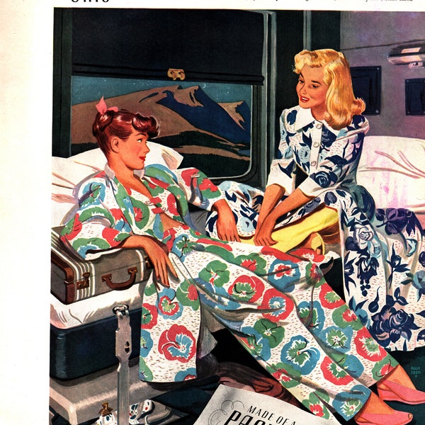 1947 Pacific Mills Housecoat Lounge wear  Original 13.5 * 10.5 Magazine Ad