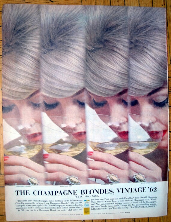 1962 Champagne Blondes Clairol Hair Coloring Original 13 5 Etsy