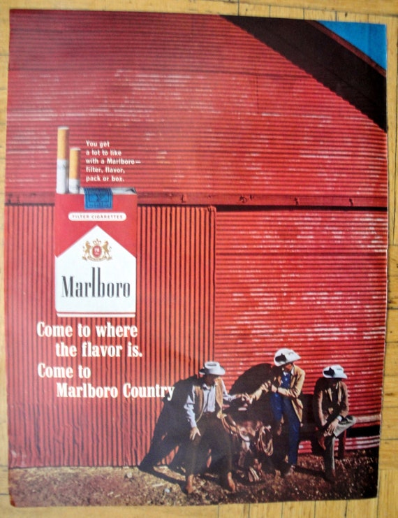 1965 Marlboro Country 3 Cowboys Red Barn Tobacco Original Etsy