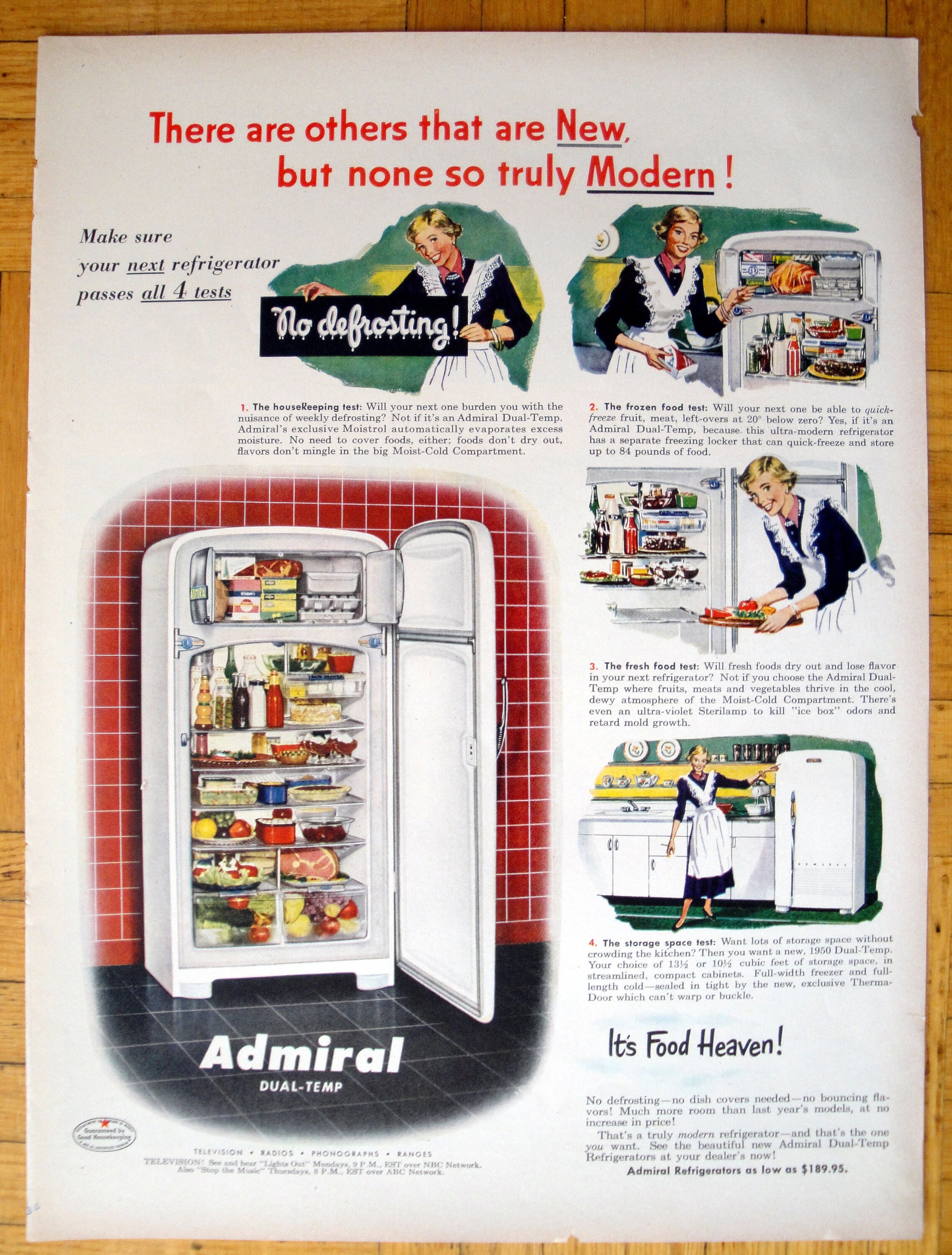 1950 Admiral Dual Temp Refrigerator FrostfreeOriginal 13.5 Etsy