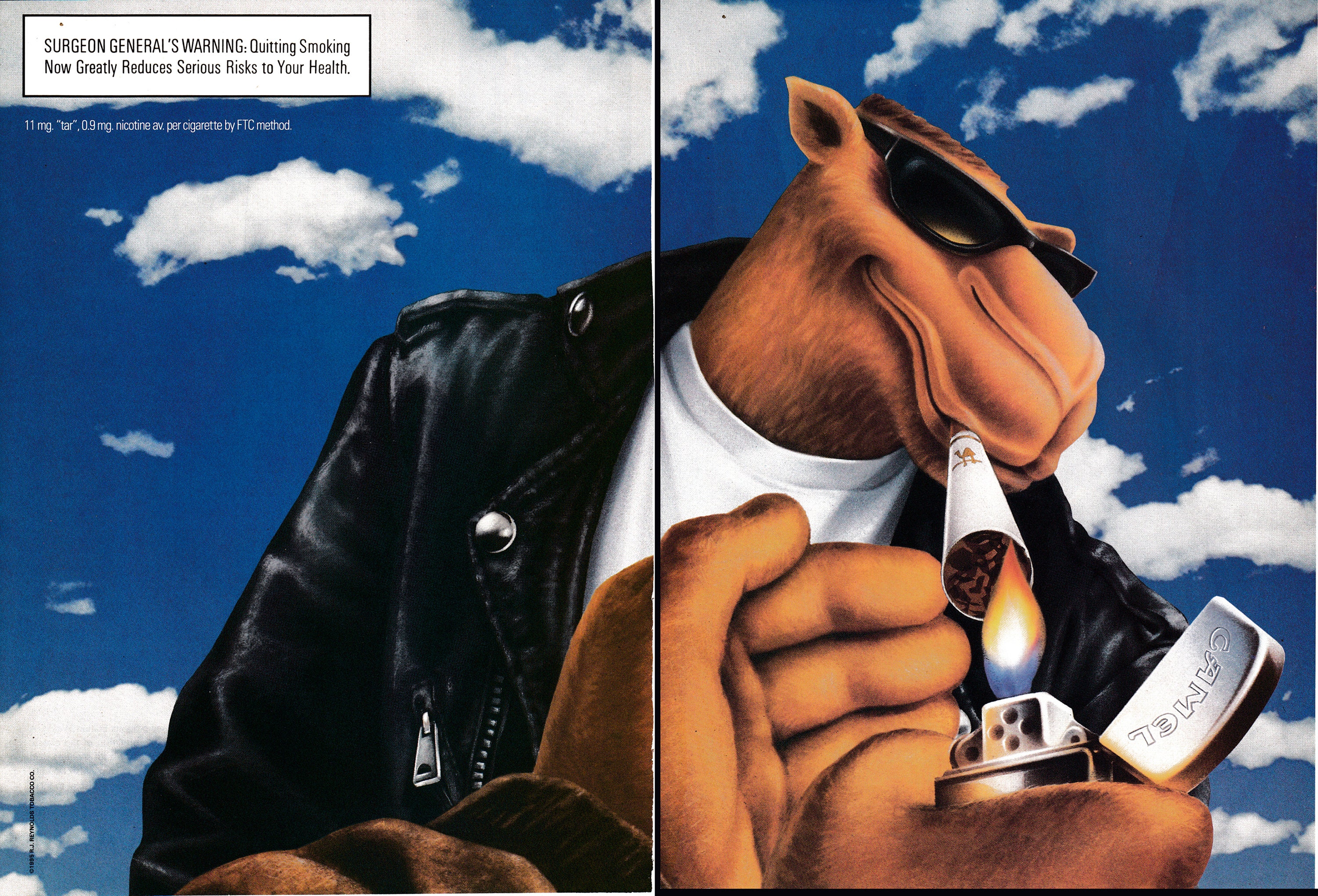 1995 Joe Camel close Up leather Jacket cigarette original 2 Page Magazine Ad Etsy Canada