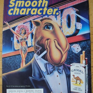 1990 JOE Camel- Vegas Showgirl-Tuxedo -Tobacco Cigarette-Original Magazine Ad