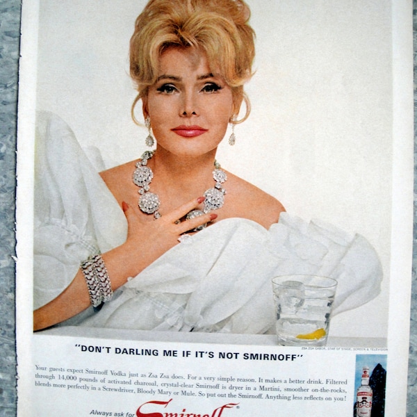 1967 Zsa Zsa Gabor Filmstar Smirnoff Original 13,5*10,5 Magazin Ad