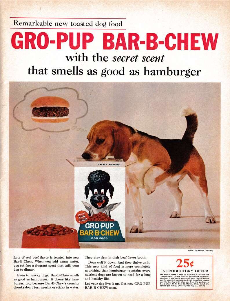 1962 Kellogg's Beagle Gropup Barbchew Dog Food Original Etsy Canada