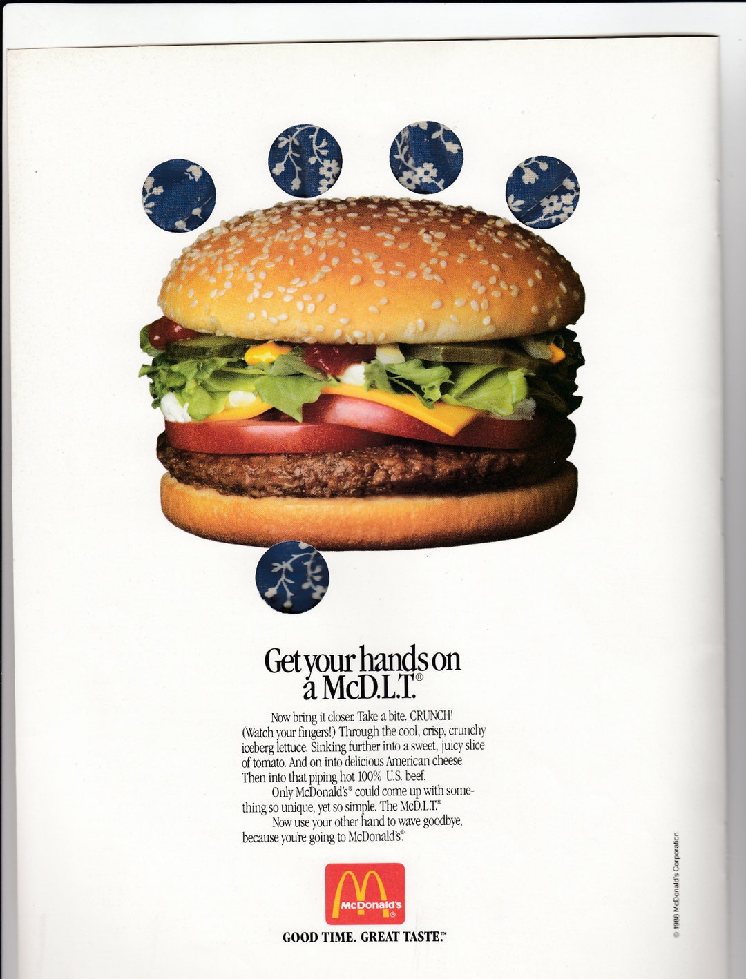 1988 Mcdonalds Mcdlt Get Your Hands on It With Cutout Holes Original
