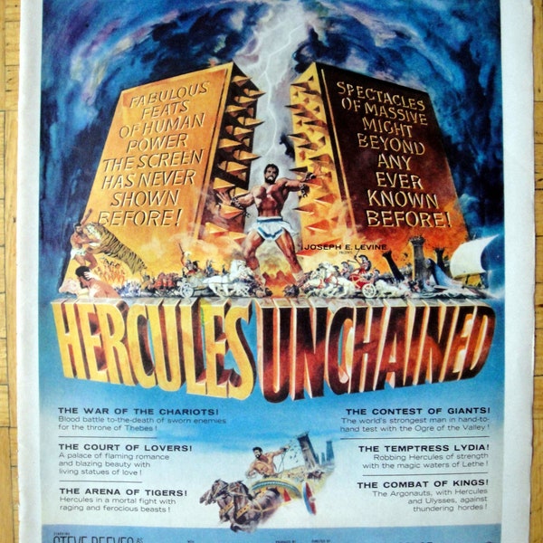 1960 Hercules Unchained -Steve Reeves Argonauts -Original 13.5 * 10.5 Magazine Ad