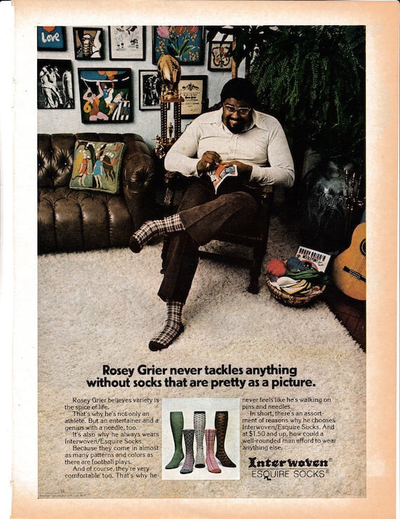 1974 Roosevelt Rosey Grier-interwoven Socks-la Rams-actor original