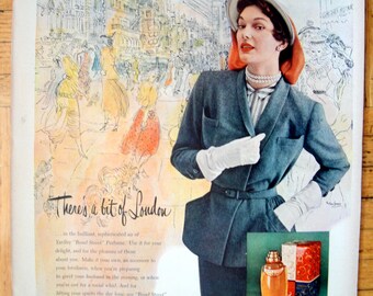 1950 Yardley Bond Street Perfume Fragrance Scent-Original 13.5 * 10.5 Magazine Ad