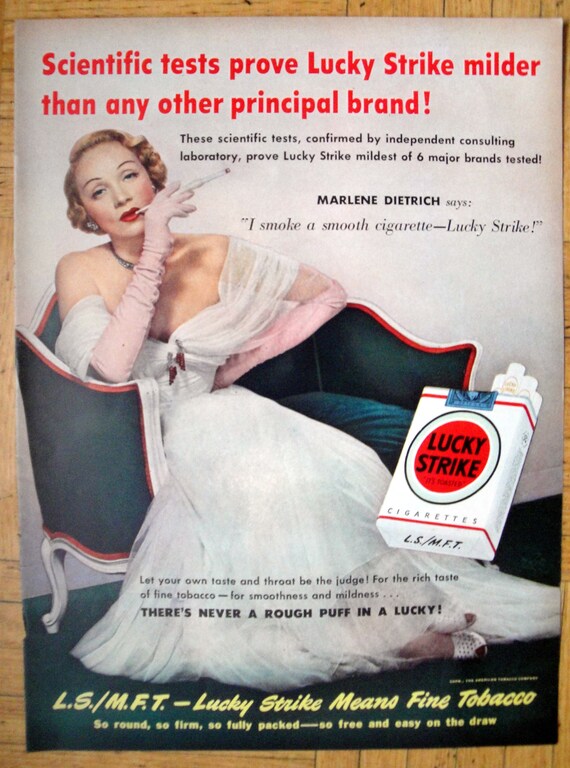 1950 Marlene Dietrich Lucky Strike Zigaretten Original 13 5 Etsy