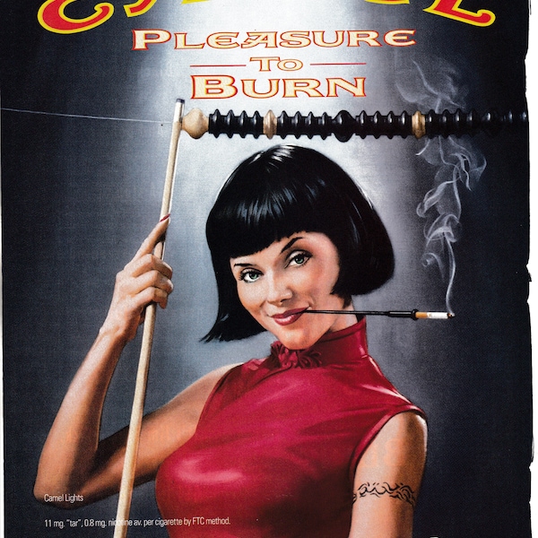 2000 Camel-Sexy Woman Pool Cue-Pleasure To Burn-Original Magazine Ad