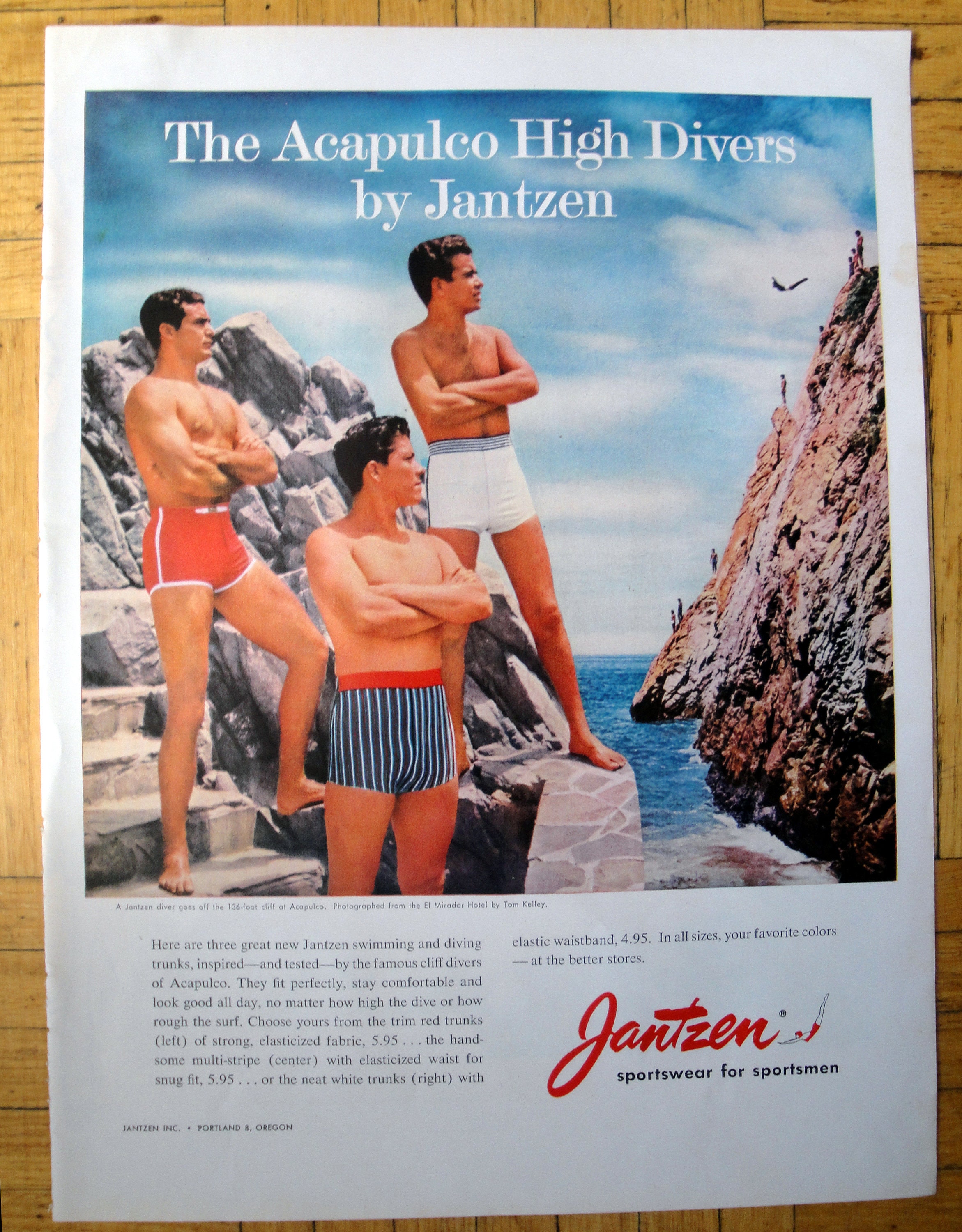 1957 Jantzen Men's Swim Suits-cliff Diving Acapulco Original 13.5 10.5  Magazine Ad -  Canada