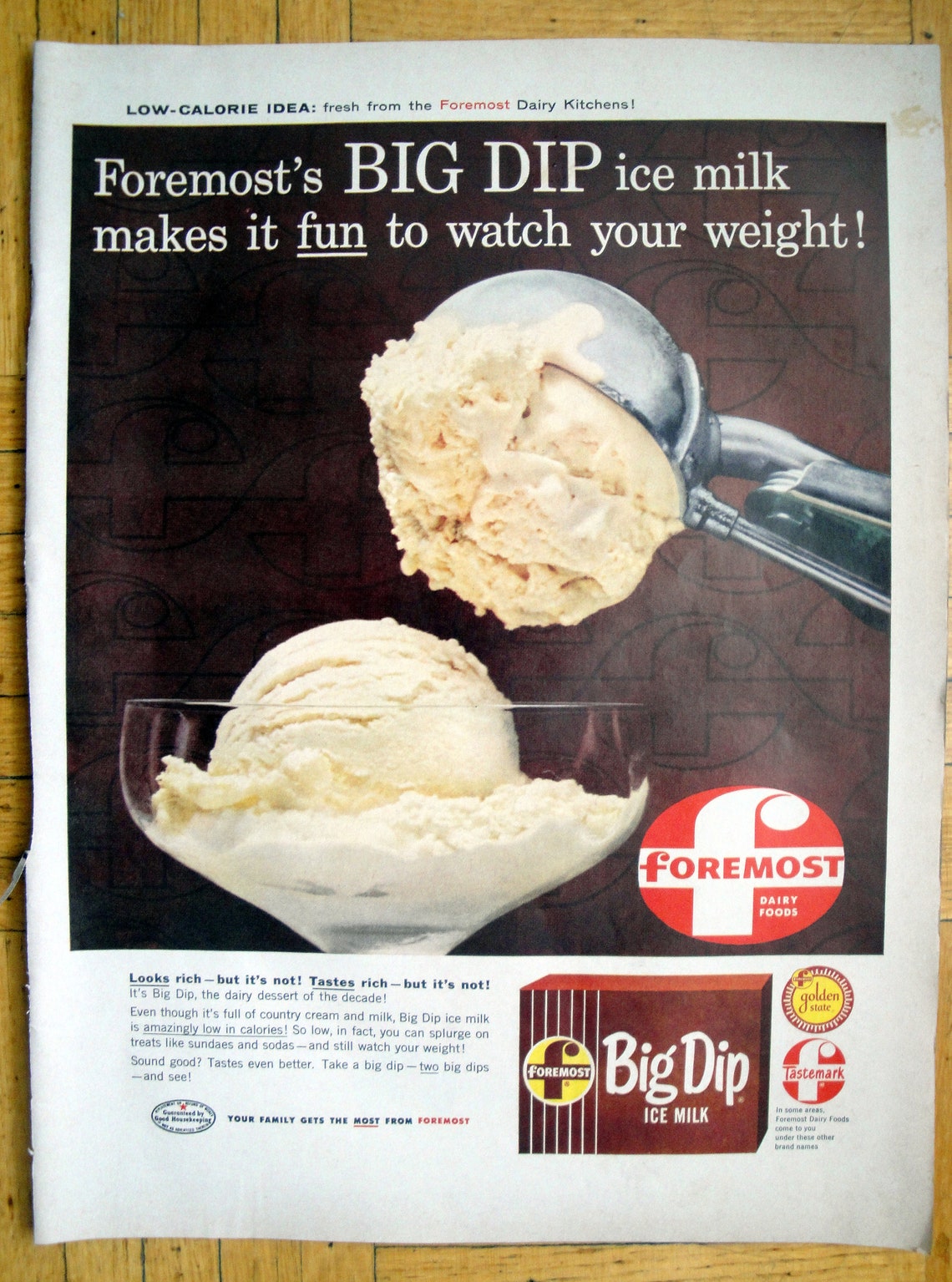 1956 Big Dip Ice Creamlow Calories Two Scoopsoriginal 13.5 Etsy