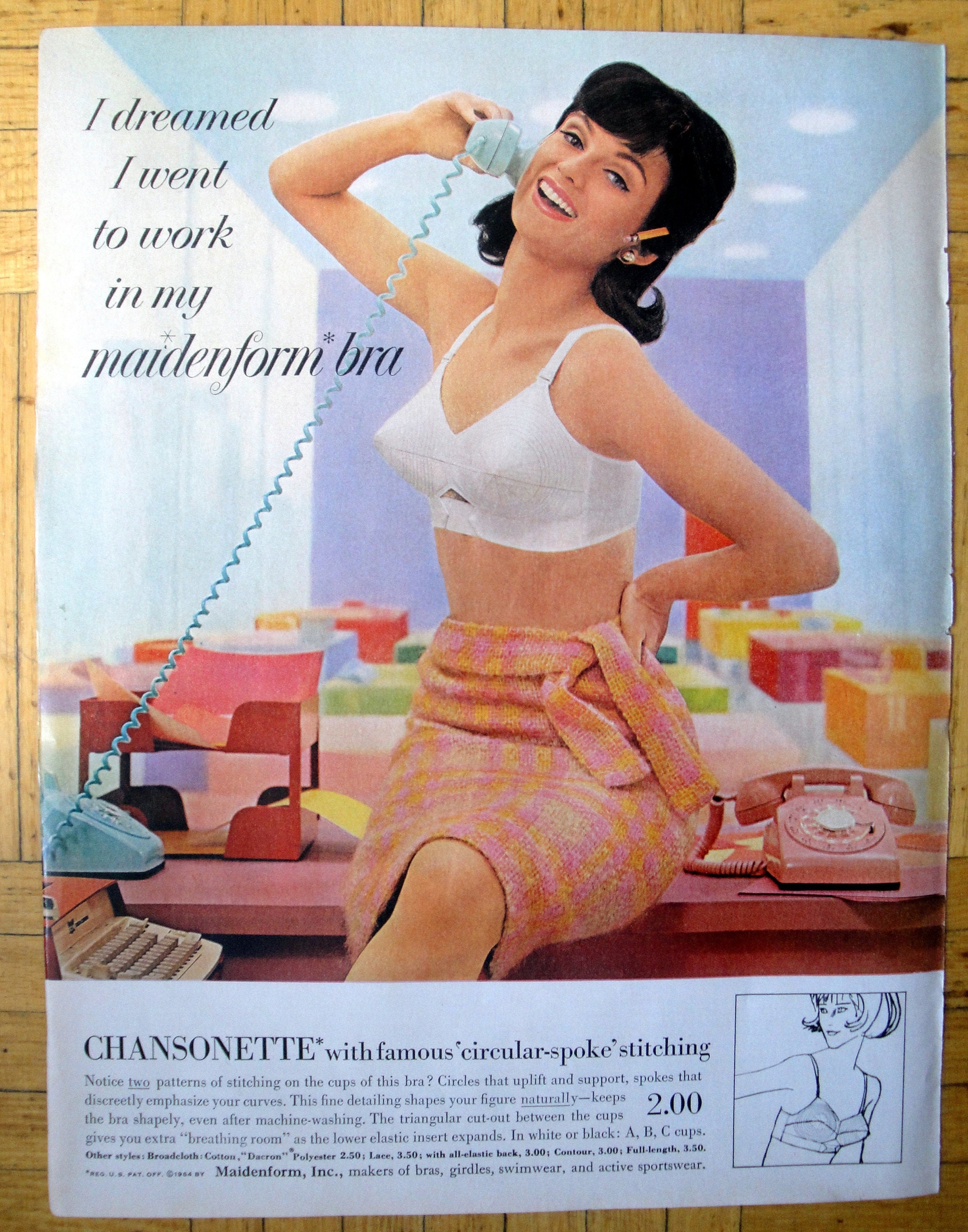 1964 Maidenform Bra Vintage Ad, Advertising Art, Magazine Ad