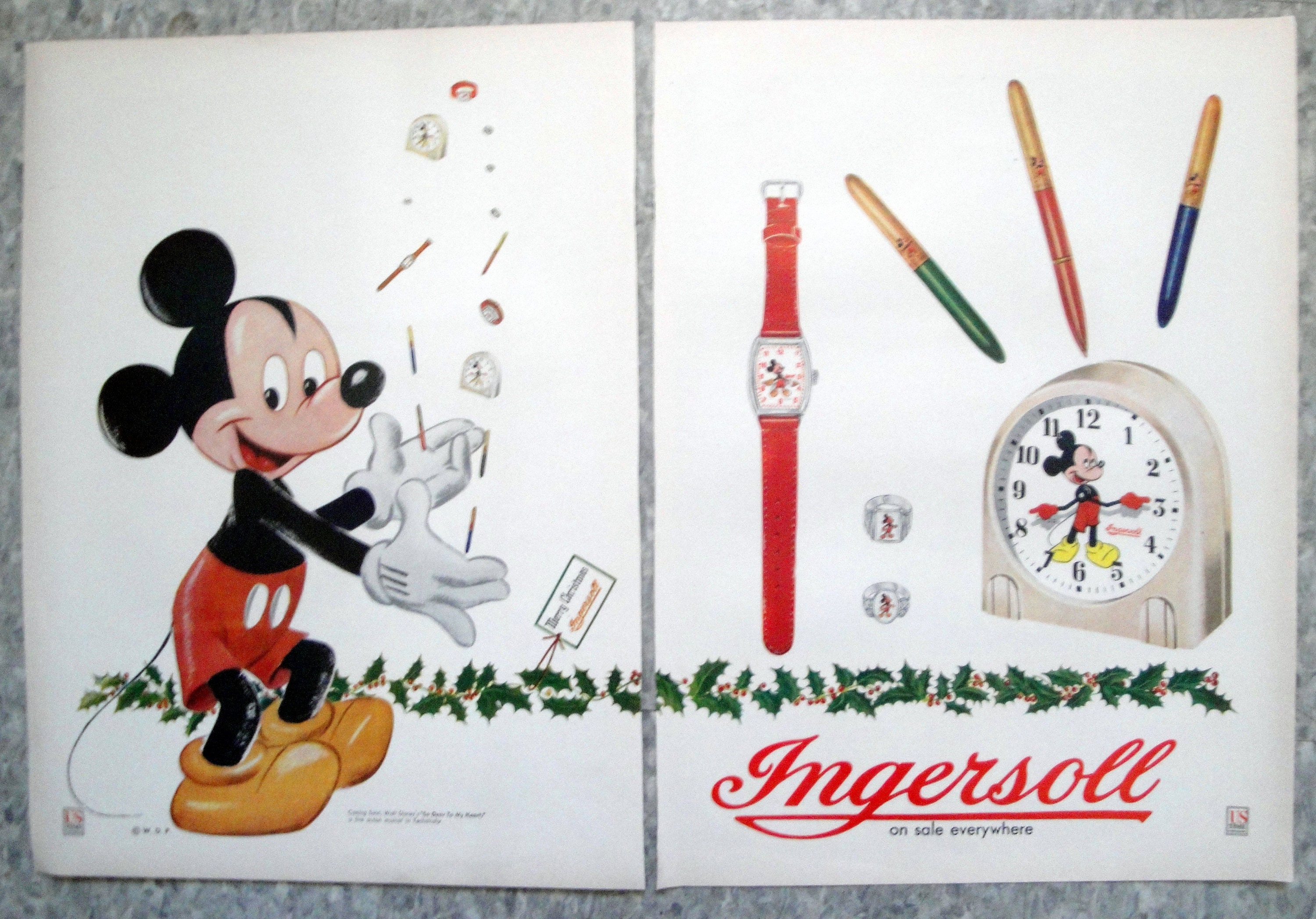 1948 Mickey Mouse Watch Clock Walt Disney Ingersoll Original Etsy