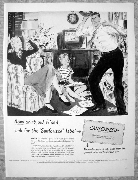 1947 Family Scene Dad Mom Son Football Sanforized Original Etsy
